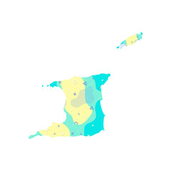 Trinidad and Tobago map Memphis country America map illustration vector American isolated on white background
