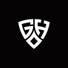 GH monogram logo with modern shield style design template