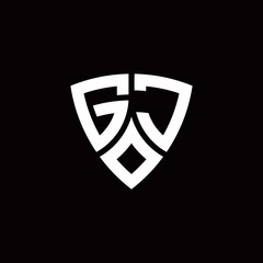GJ monogram logo with modern shield style design template