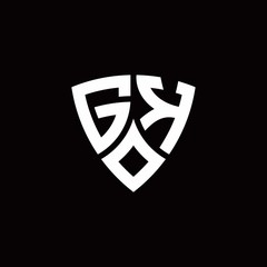 GK monogram logo with modern shield style design template