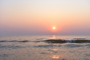 Fototapeta premium sunrise and sea at Hua-Hin beach in Thailand.