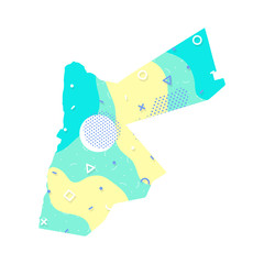 Jordan Memphis Pattern of Asia, Asian map illustration, vector isolated on white background, outline style