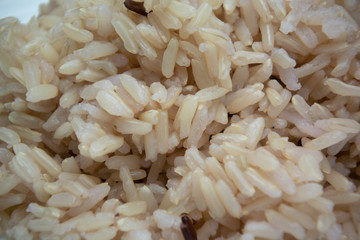 cooked brown rice ready to serve