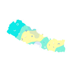 Nepal Memphis Pattern of Asia, Asian map illustration, vector isolated on white background, style