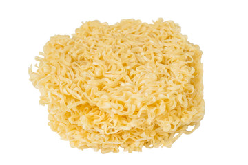 Dry instant noodles isolated on white background.