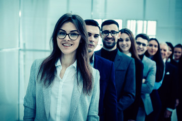 Fototapeta premium large group of young business people standing in a row.