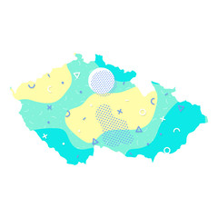 Czech Republic Memphis Pattern of Europe, European map illustration, vector isolated on white background