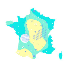 France Memphis Pattern of Europe, European map illustration, vector isolated on white background
