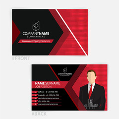 Red and Black business cards design, standard sizes, modern design