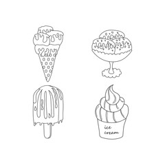 Hand drawn set 'ice cream', doodle. Vector illustration. EPS 10