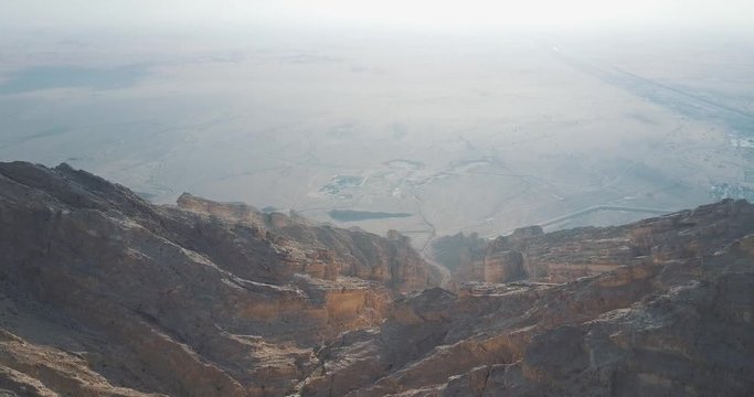 Scenic View At The Summit In Jebel Hafeet  In Al Ain, Abu Dhabi, United Arab Emirates. - aerial drone shot