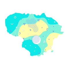 Lithuania country memphis pattern of Europe, European map illustration, vector isolated on white background, country