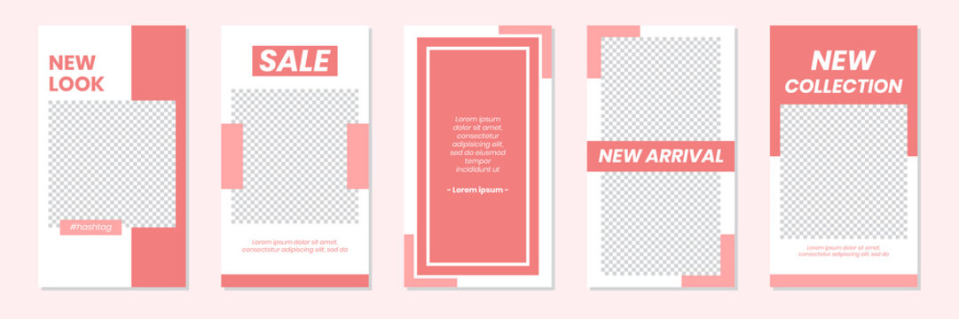 Slides Abstract Unique Editable Modern Social Media Pastel Pink Red Banner Template. Anyone can use This Design Easily. Promotional web banner for social media stories. Vector Illustration.