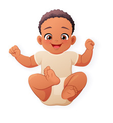 Cute and happy little African baby. Isolated vector illustration.