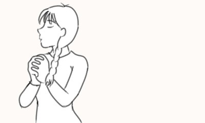 祈る乙女　スケッチ