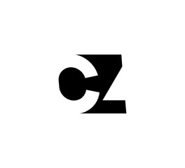Initial letters Logo black positive/negative space CZ - obrazy, fototapety, plakaty