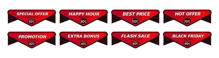 red banner promotion tag design for marketing