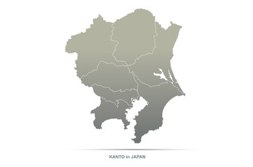 kanto map. tokyo in japan region vector map.