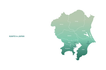 Obraz premium kanto map. tokyo in japan region vector map.