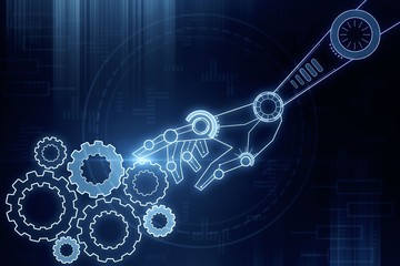 Creative concept of robotics technology. 3D Rendering