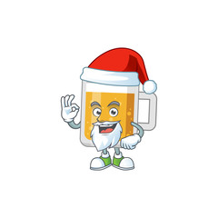 Glass of beer Santa cartoon design concept with ok finger