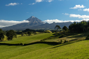 Fototapeta na wymiar Volcano mountain landscape with fields