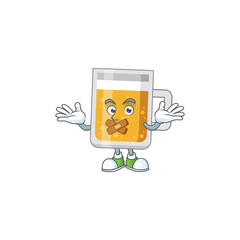 Glass of beer Cartoon drawing design making a quiet finger gesture