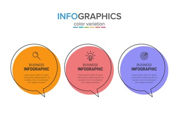 Concept of arrow business model with 3 successive steps. Three colorful graphic elements. Timeline design for brochure, presentation. Infographic design layout.