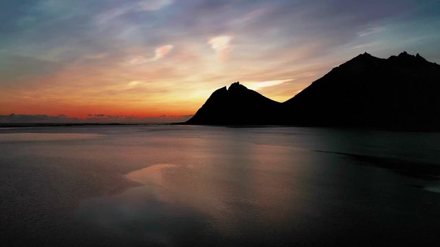 Beautiful Scenery Of  Polar Stratospheric Clouds, Nacreous Clouds Over Brunnhorn Mountain In South Iceland. - aerial drone shot