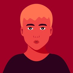 Collection of human portrait. Cute boy looks surprised. Man was Shocked. Primary school children avatar. Vector illustration.