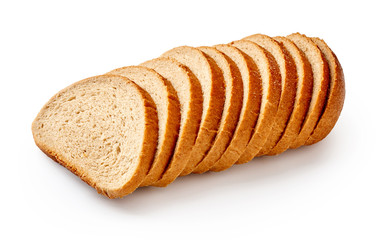 Sliced rye bread isolated on a white background.