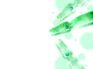 シンプルなラムネ瓶のイラスト背景、水彩風