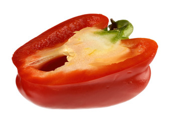 Cut red pepper isolated on a white background. Clipping path.