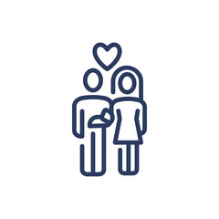 Bride and groom thin line icon. Love, guy, lady isolated outline sign. Friendship and love concept. Vector illustration symbol element for web design and apps