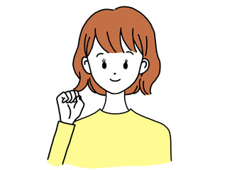 女性笑顔 応援 ガッツポーズ