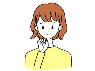 女性 考える ポーズ