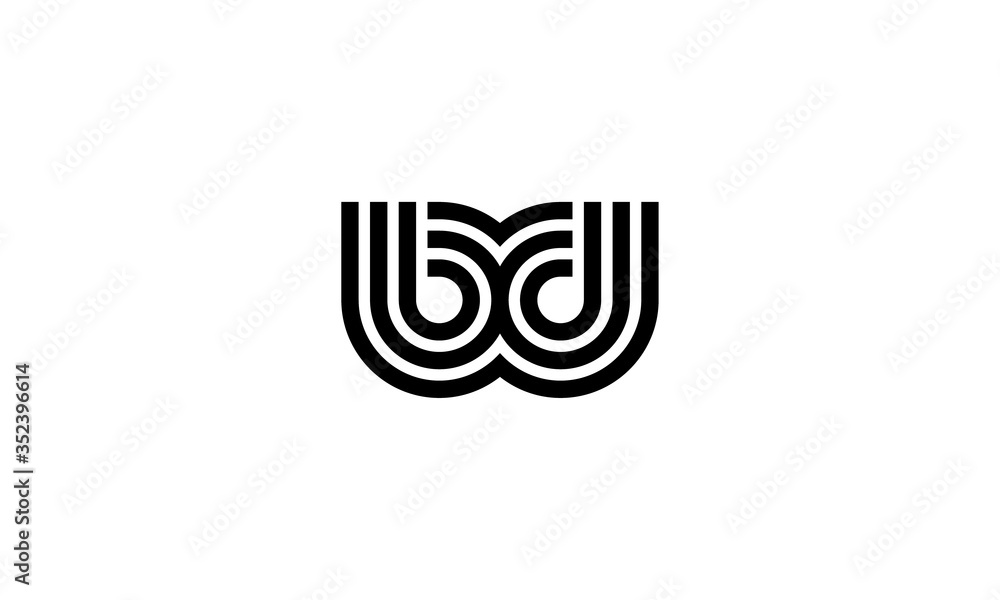 Poster initial b and d with line style connection logo design concept