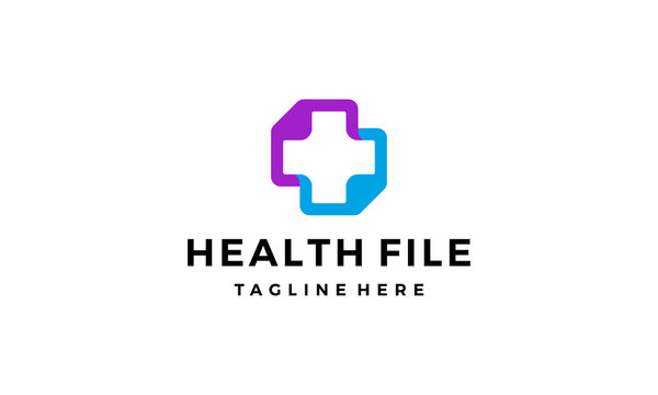 health file document medical connection logo design concept