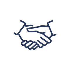 Shaking hands thin line icon. Agreement, business, contract isolated outline sign. Friendship and partnership concept. Vector illustration symbol element for web design and apps