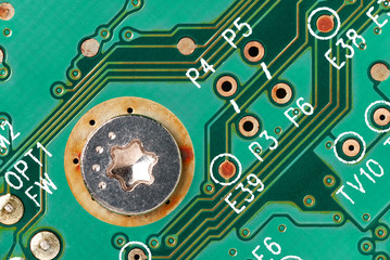 printed green computer circuit board macrophoto