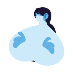 woman avatar cartoon with mask vector design