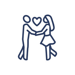 Couple holding hands thin line icon. Love, heart, pair isolated outline sign. Friendship and love concept. Vector illustration symbol element for web design and apps