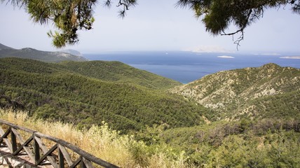 View of the mountain canyon, sea and islands