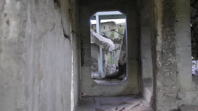 Demolished Reinforced Concrete Military Bunker Ruins 