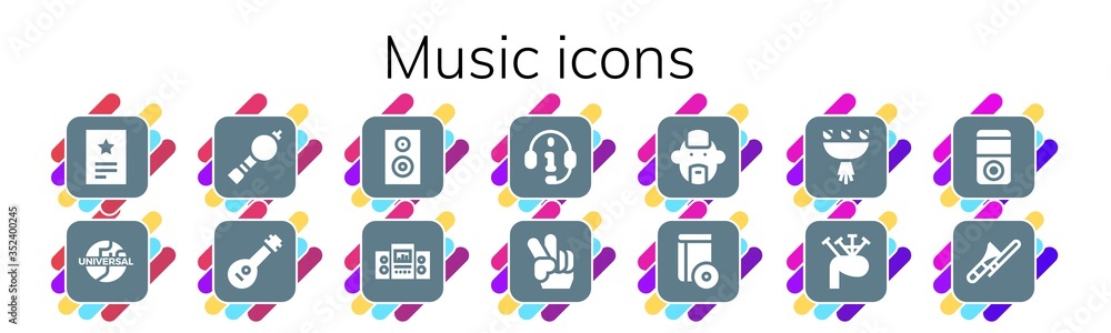 Wall mural Modern Simple Set of music Vector filled Icons