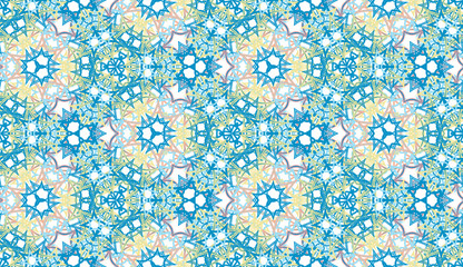 Kaleidoscope seamless pattern. Colored abstraction on white background. Useful as design element for texture and artistic compositions. - 352400216