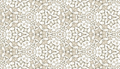 Abstract kaleidoscope seamless pattern. On white background. Useful as design element for texture and artistic compositions. - 352400288