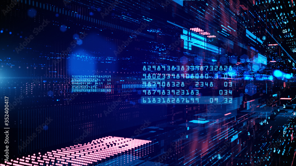 Poster digital cyberspace and data network connections. transfer digital data high-speed internet. technolo