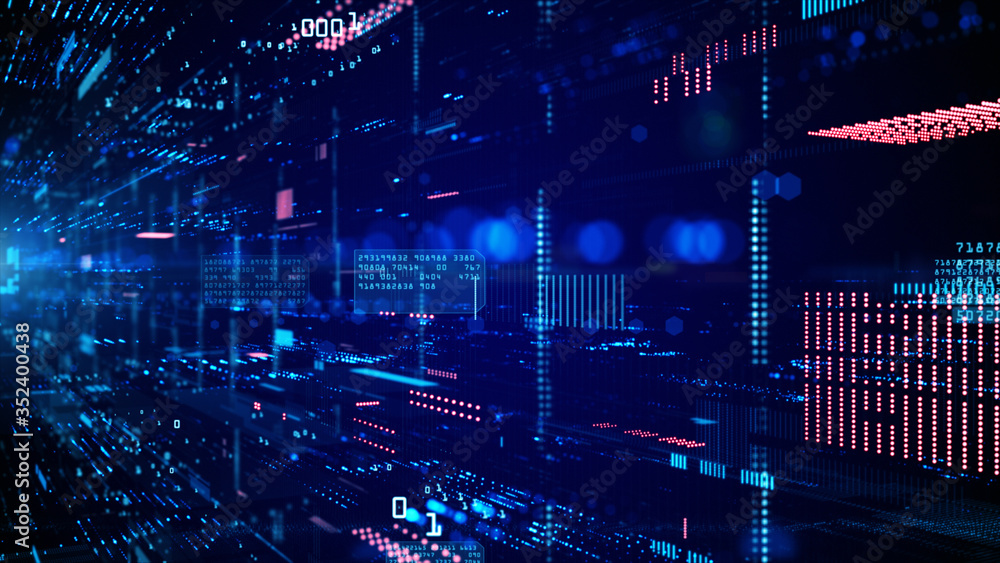 Poster digital cyberspace and data network connections. transfer digital data high-speed internet. technolo
