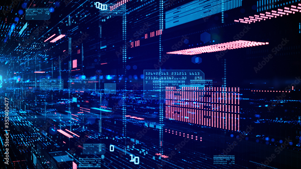 Poster digital cyberspace and data network connections. transfer digital data high-speed internet. technolo